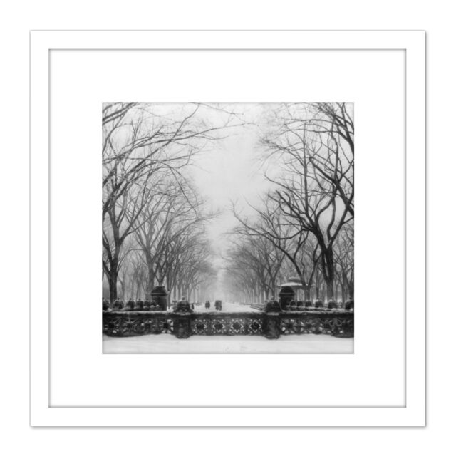Artery8 New York City Central Park Vintage Photo 8X8 Inch Square Wooden Framed Wall Art Print Picture with Mount in White - image 1