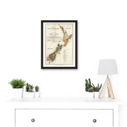Artery8 Vintage Map 1883 Hector Sketch New Zealand Geology Aotearoa Artwork Framed Wall Art Print A4 in Black - thumbnail 2