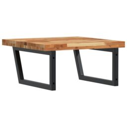 Berkfield Home Basin Shelf Wall Mounted Steel & Solid Wood Acacia in Brown - thumbnail 6