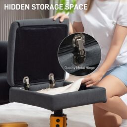 HOMCOM Linen Recliner Chair & Footstool Wooden Base Grey - thumbnail 5