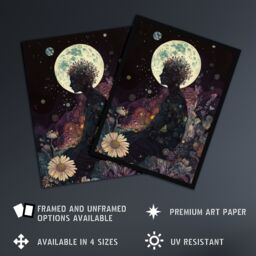 "Artery8 Flower Nymph Full Moon Portrait Concept Art Framed Art Print - Size: W12"" x H16""" - thumbnail 2