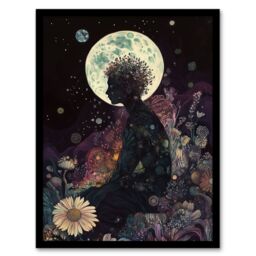 "Artery8 Flower Nymph Full Moon Portrait Concept Art Framed Art Print - Size: W12"" x H16""" - thumbnail 1