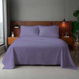 Snug City Microfibre Soft Touch Flat Sheet Plain Dyed Bed Linen in Lilac - Size: Super King - thumbnail 1