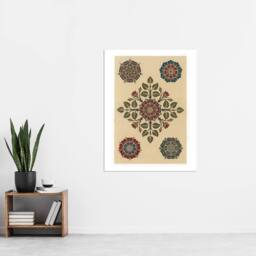 "Artery8 Vintage Stylised Rose Flower Pattern Audsley Wall Art Poster Print in Orange - Size: W12"" x H16""" - thumbnail 4