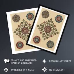 "Artery8 Vintage Stylised Rose Flower Pattern Audsley Wall Art Poster Print in Orange - Size: W12"" x H16""" - thumbnail 2
