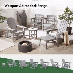 VonHaus Westport Reclining HDPE Folding Adirondack Garden Chair in Grey - Size: 1 Pack - thumbnail 6