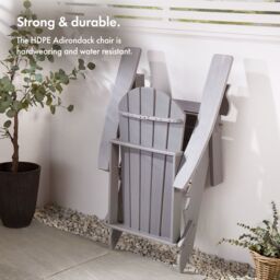 VonHaus Westport Reclining HDPE Folding Adirondack Garden Chair in Grey - Size: 1 Pack - thumbnail 3