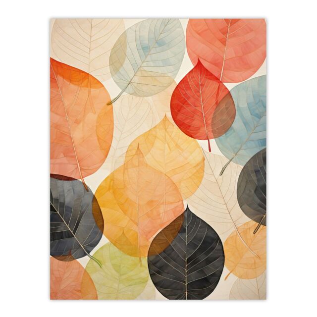 "Wee Blue Coo Wall Art Print Bittersweet October Autumnal Leaves Living Room in Orange - Size: W24"" x H32""" - image 1