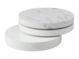 Vente-unique Round Swivel Coffee Table With 1 Niche In MDF - White Marble Effect - thumbnail 9