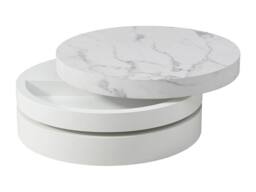 Vente-unique Round Swivel Coffee Table With 1 Niche In MDF - White Marble Effect - thumbnail 7