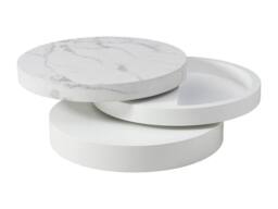 Vente-unique Round Swivel Coffee Table With 1 Niche In MDF - White Marble Effect - thumbnail 8