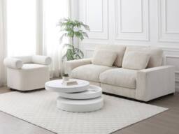 Vente-unique Round Swivel Coffee Table With 1 Niche In MDF - White Marble Effect - thumbnail 5