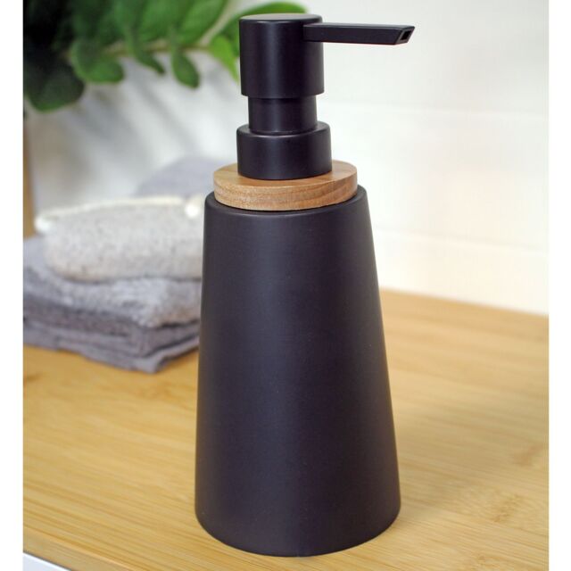 Showerdrape Sonata Black & Bamboo Liquid Soap Dispenser - image 1