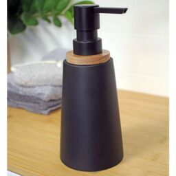 Showerdrape Sonata Black & Bamboo Liquid Soap Dispenser - thumbnail 1