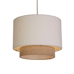Lighting Collection White 2 Tier 30Cm Boucle Gold Linen Shade Lamp Shade - thumbnail 2