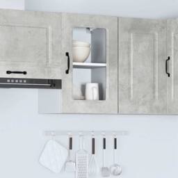 Berkfield Home Kitchen Wall Cabinet with Glass Door Kalmar Grey Sonoma Wood - thumbnail 4