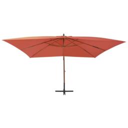 Berkfield Home Cantilever Umbrella with Wooden Pole 400x300 cm Terracotta - thumbnail 1