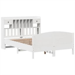 Berkfield Home Bookcase Bed without Mattress White 140x200cm Solid Wood Pine - Size: 140x200 cm - thumbnail 3