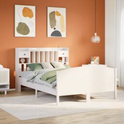 Berkfield Home Bookcase Bed without Mattress White 140x200cm Solid Wood Pine - Size: 140x200 cm - thumbnail 1