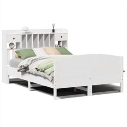 Berkfield Home Bookcase Bed without Mattress White 140x200cm Solid Wood Pine - Size: 140x200 cm - thumbnail 2