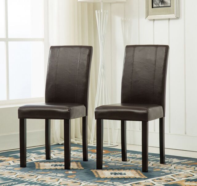 MCC Direct Set of 2 Faux Leather Dining Chairs in Brown - image 1