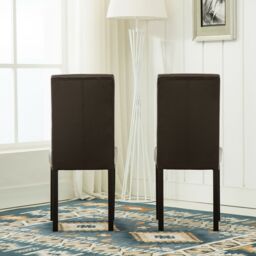 MCC Direct Set of 2 Faux Leather Dining Chairs in Brown - thumbnail 4