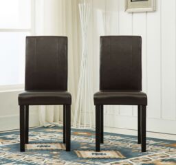 MCC Direct Set of 2 Faux Leather Dining Chairs in Brown - thumbnail 2