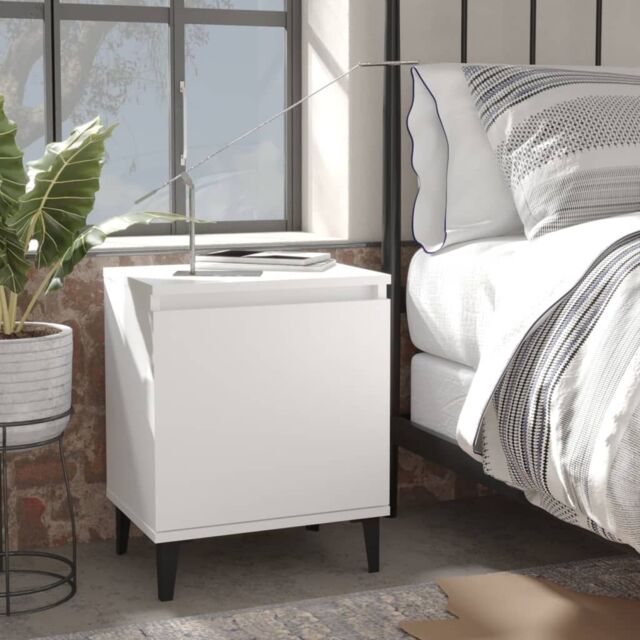 Berkfield Home Bed Cabinet with Metal Legs White 40x30x50 cm - Size: 40 x 30 x 50 cm - image 1