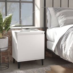 Berkfield Home Bed Cabinet with Metal Legs White 40x30x50 cm - Size: 40 x 30 x 50 cm - thumbnail 1