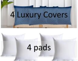 Luxury Living Luxurious Textured Velvet Cushions Set of 4 - Soft Plush Fibre Pads, Vibrant Colours for Sofa & Bed Décor in Navy - Size: 45 cm x 45 cm - thumbnail 2