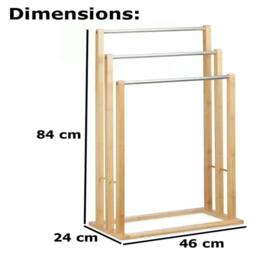 SPETLEK Bamboo Towel Holder Free Standing Bathroom Drying Rack in Brown - thumbnail 2