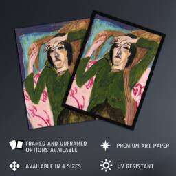 "Artery8 Woman in the Green Blouse Kirchner Wall Art Poster Print - Size: W24"" x H32""" - thumbnail 2