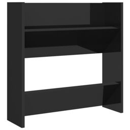 Berkfield Home Wall Shoe Cabinets 4 pcs High Gloss Black 60x18x60 cm Engineered Wood - Size: 60 x 18 x 60 cm - thumbnail 5