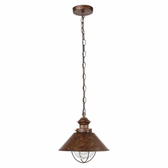 Netlighting Nautica 1 Light Large Outdoor Ceiling Pendant Light Clear Rust Brown E27 - image 1