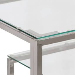 Berkfield Home Console Table Silver Stainless Steel & Tempered Glass - thumbnail 5