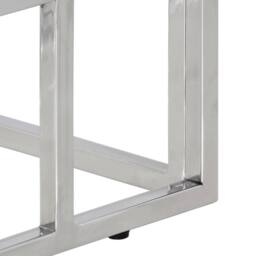 Berkfield Home Console Table Silver Stainless Steel & Tempered Glass - thumbnail 6
