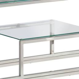 Berkfield Home Console Table Silver Stainless Steel & Tempered Glass - thumbnail 7