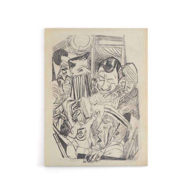 "Artery8 The Patriotic Song Pencil Drawing Beckmann Canvas Wall Art in Beige - Size: W18"" x H24""" - image 1