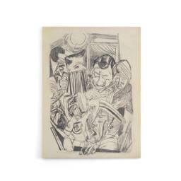 "Artery8 The Patriotic Song Pencil Drawing Beckmann Canvas Wall Art in Beige - Size: W18"" x H24""" - thumbnail 1