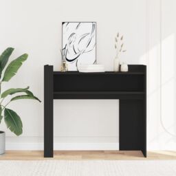 Berkfield Home Console Table Black 100x35x90 cm Engineered Wood - Size: 100 x 35 x 90 cm - thumbnail 3