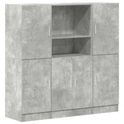 Berkfield Home Durable 3 Piece Kitchen Cabinet Set Concrete Grey Engineered Wood - thumbnail 3