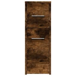 Berkfield Home Narrow Bathroom Cupboard with Wheels Smoked Oak Engineered Wood in Brown - thumbnail 4