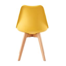 MCC Direct Set of 6 Dining Chairs with Solid Wooden Legs & Seat Cushions Eva in Yellow - thumbnail 5