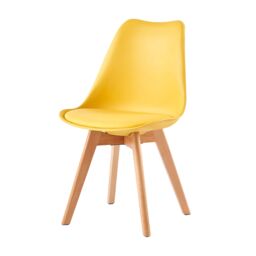 MCC Direct Set of 6 Dining Chairs with Solid Wooden Legs & Seat Cushions Eva in Yellow - thumbnail 2