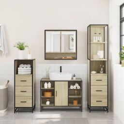 Berkfield Home 4¬†Piece Bathroom Furniture Set¬†Sonoma Oak Engineered Wood - thumbnail 4