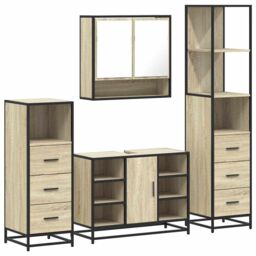 Berkfield Home 4¬†Piece Bathroom Furniture Set¬†Sonoma Oak Engineered Wood - thumbnail 2