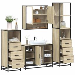 Berkfield Home 4¬†Piece Bathroom Furniture Set¬†Sonoma Oak Engineered Wood - thumbnail 1