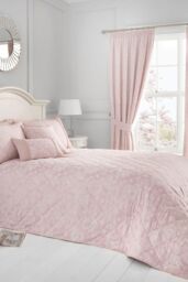Dreams & Drapes 'Blossom' Jacquard Pair of Lined Pencil Curtains with Tie-backs in Light Pink - Size: 168 cm width x 183 cm drop - thumbnail 2