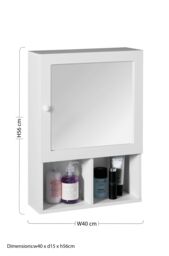 Orsina White Wood Mirrored Cabinet, Wall Mounted Mirrored Bath Cabinet, Minimalist Cabinet With Side Handle - thumbnail 2