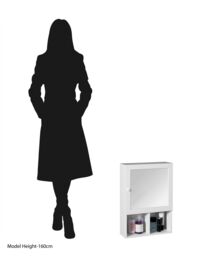 Orsina White Wood Mirrored Cabinet, Wall Mounted Mirrored Bath Cabinet, Minimalist Cabinet With Side Handle - thumbnail 4